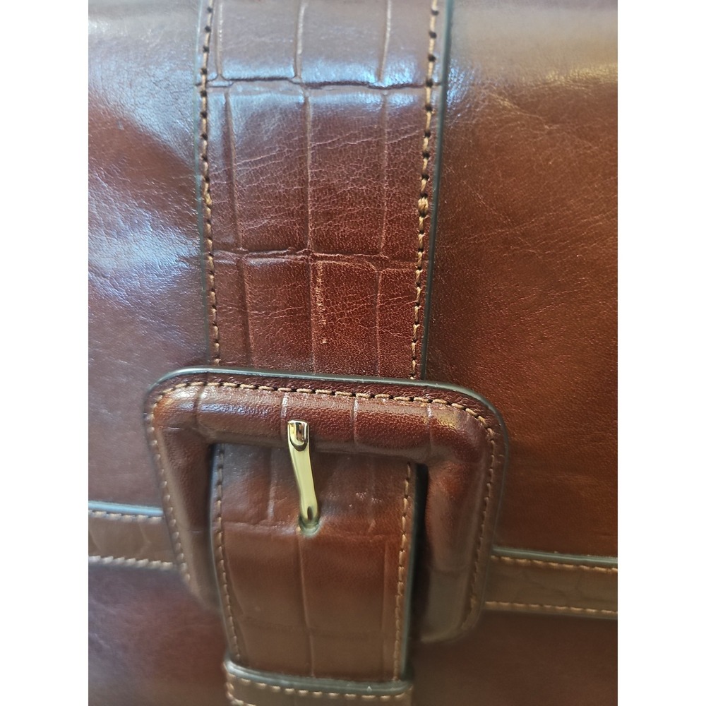 Brahmin Francine Satchel Handbag Purse Brown Leather Buckle Shoulder Strap - Picture 14 of 14